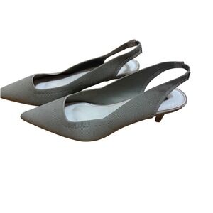 French Connection Womens Taupe Knit Pointed Toe Slingback Kitten Heels Size 8